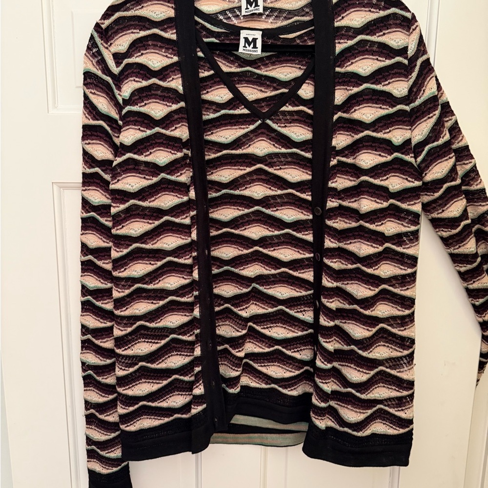 Mossimo Wave-Pattern Knit twin Sweater - multi color - M